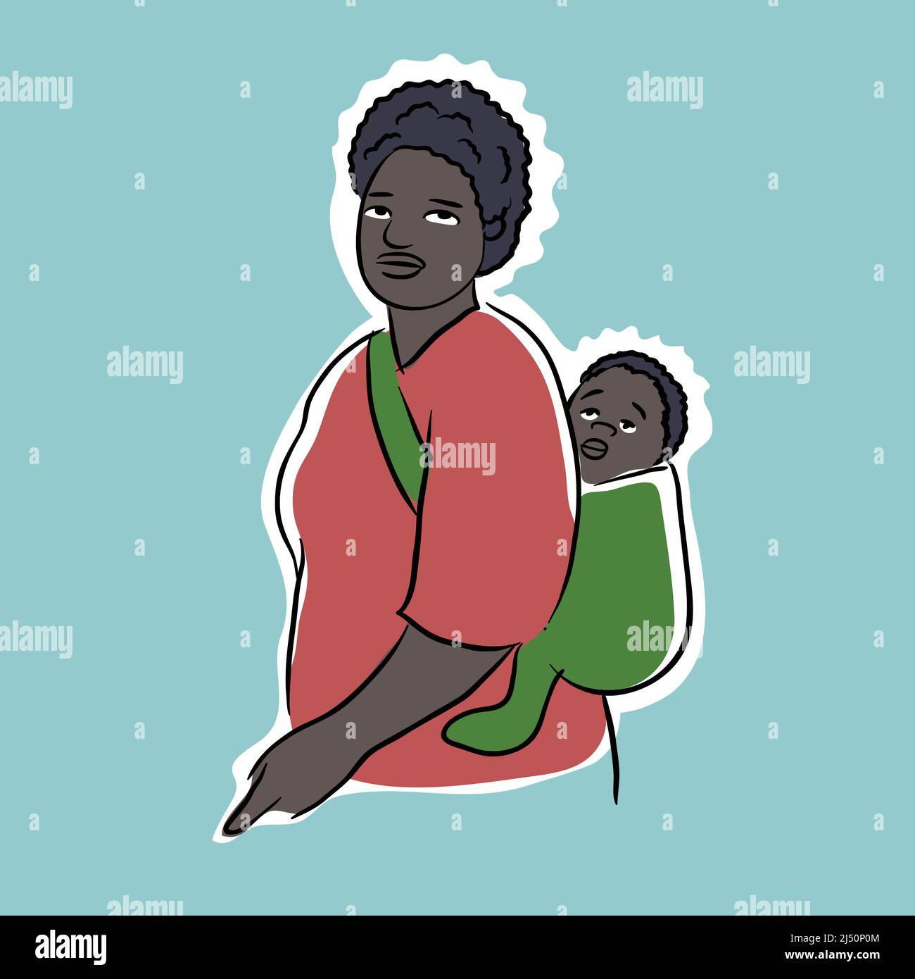 Afrikanische Frau mit Kind Vektor-Illustration isoliert Stock Vektor
