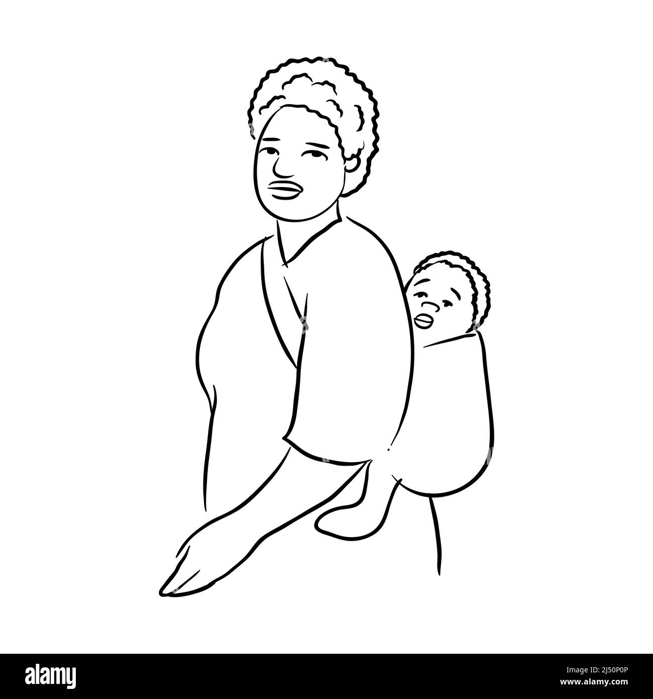 Afrikanische Frau mit Kind Vektor-Illustration isoliert Stock Vektor