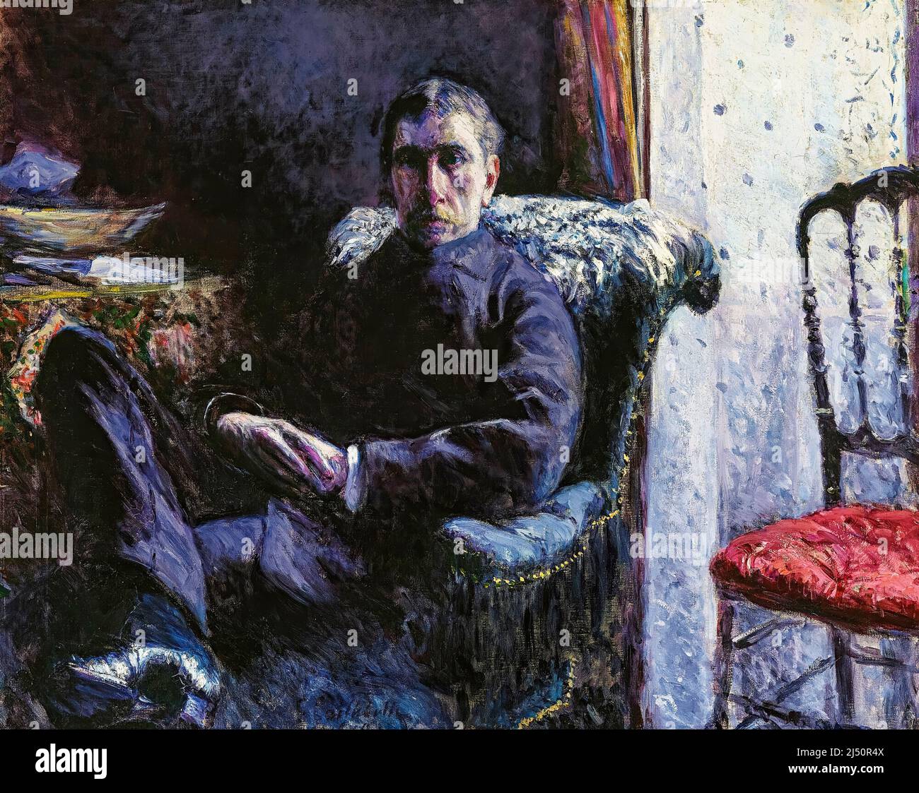 Georges Roman (1839-1919), französischer Künstler, Porträt in Öl auf Leinwand von Gustave Caillebotte, 1879 Stockfoto