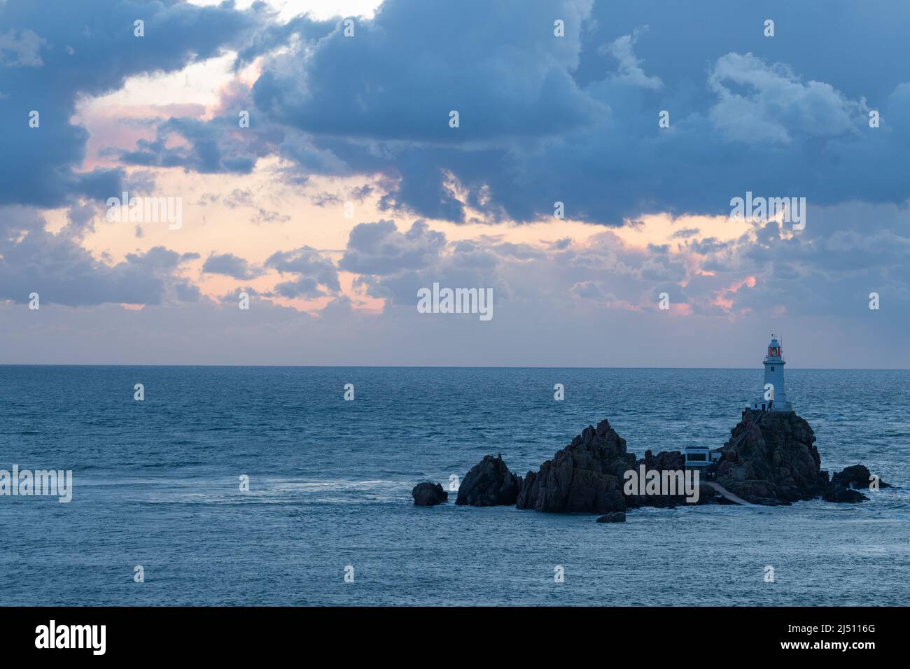 Corbiere Lighthouse Sunset, Jersey, Channel Islands Stockfoto