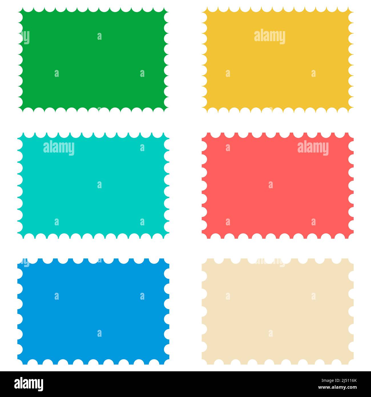 Briefmarkenvorlage, perforierter Umriss einer Briefmarkeneinreißlinie Stock Vektor