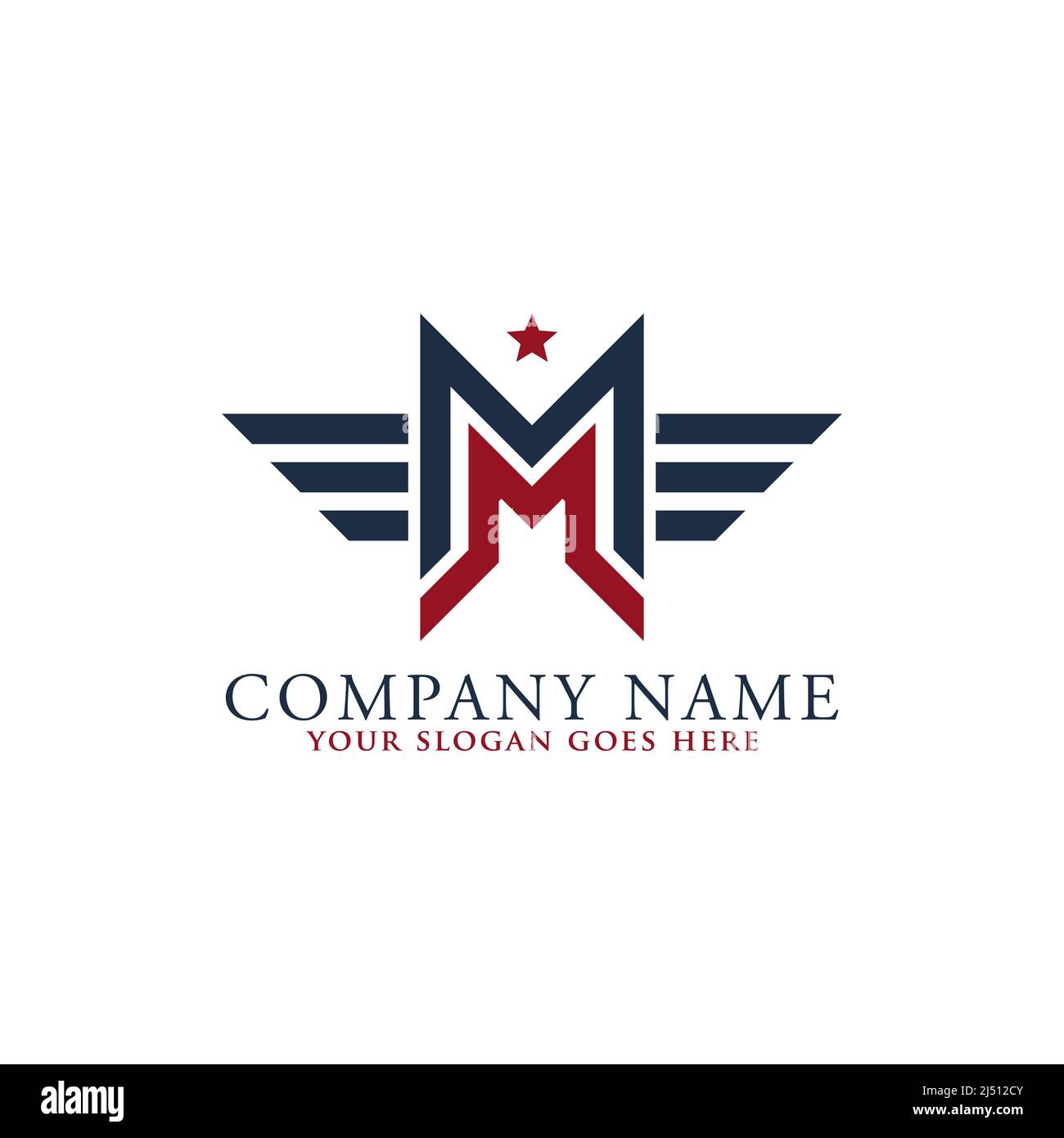 Mm-Logo-Vektor, Monogramm-Stil mit amerikanischem Shape-Vektorbild Stock Vektor