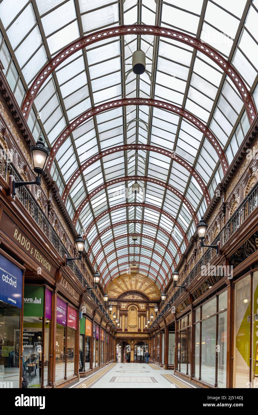 Central Arcade, eine edwardianische (1906) Einkaufspassage in Newcastle upon Tyne, Tyne and Wear. Sie befindet sich im Gebäude der Central Exchange. Stockfoto