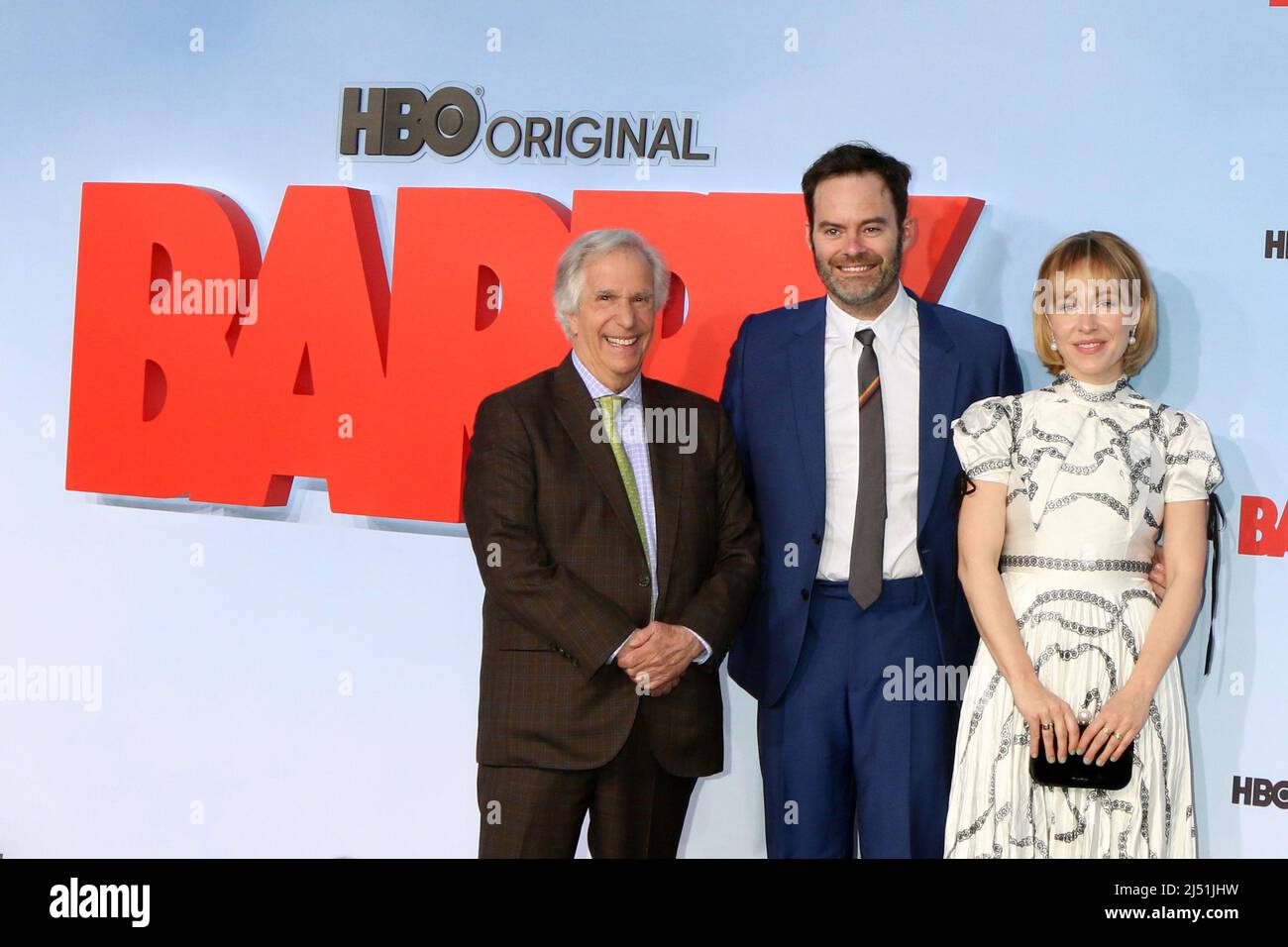 Henry Winkler, Bill Hader, Sarah Goldberg bei der Barry-Saison 3 auf HBO Premiere bei Rolling Greens am 18. April 2022 in Westwood, CA (Foto: Katrina Jordan/Sipa USA) Stockfoto