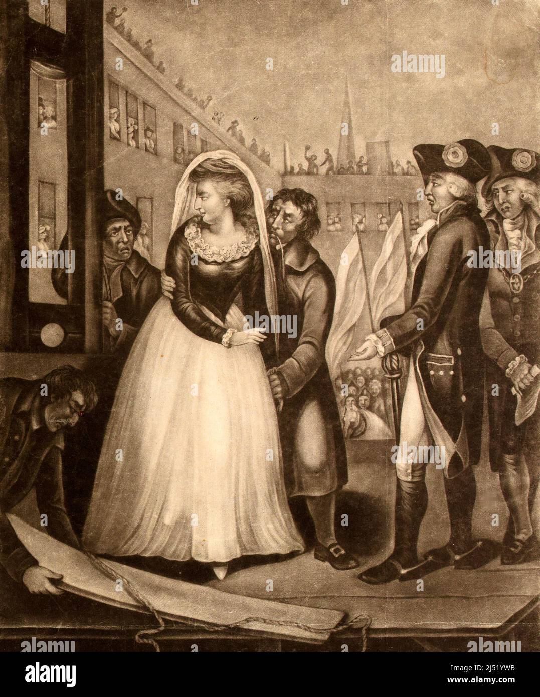 Die unglückliche Marie Antoinette Königin von Frankreich am Ort der Hinrichtung, Oktober 16. 1793. Stockfoto