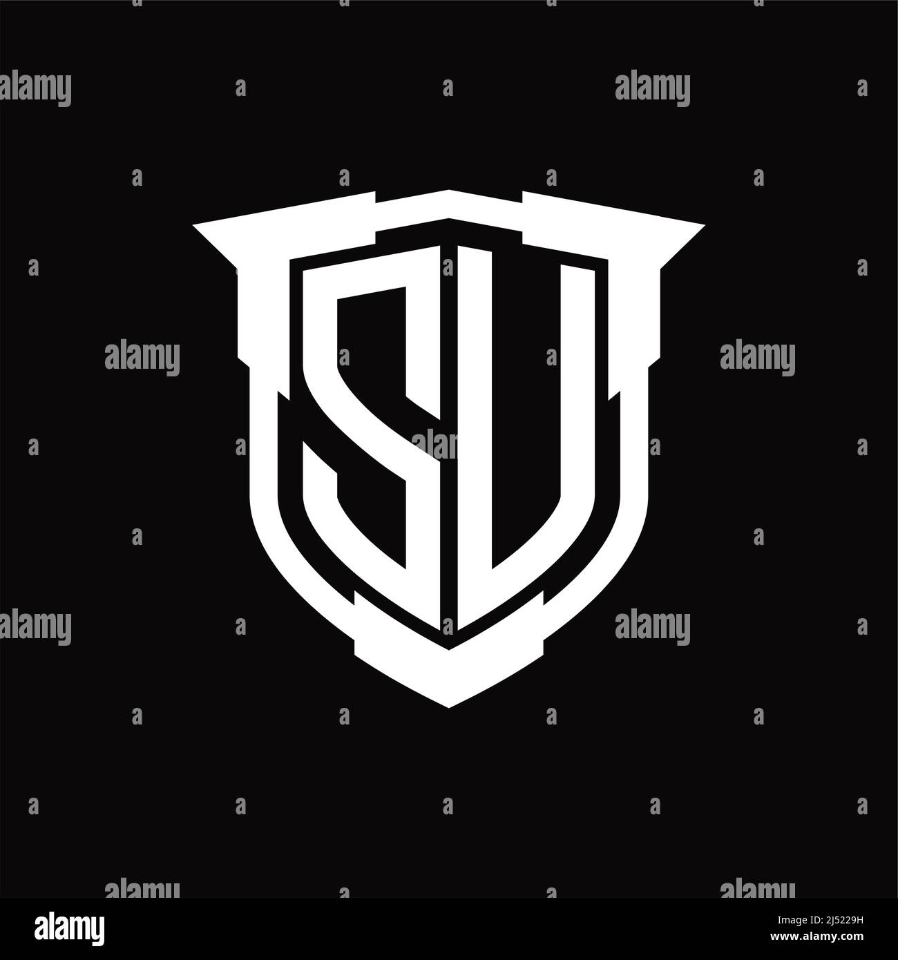 SU Logo Monogramm Brief mit Schild Form Design-Vorlage Stock Vektor