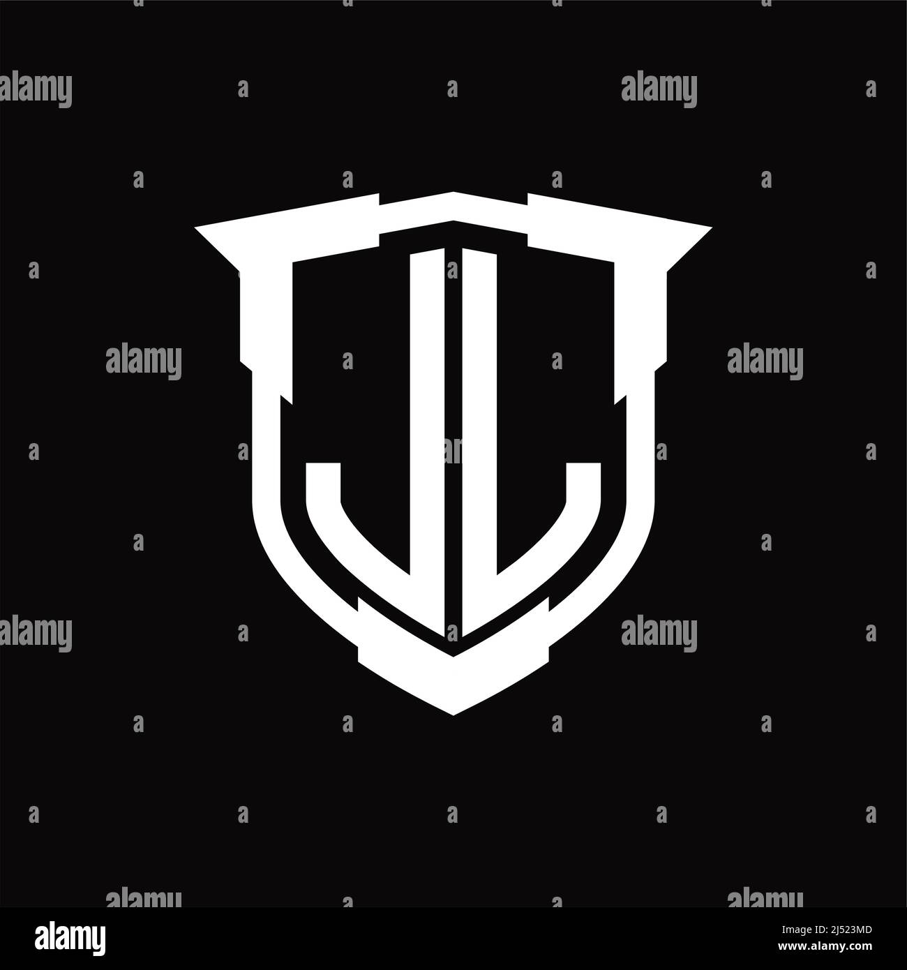 JL Logo Monogramm Brief mit Schild Form Design-Vorlage Stock Vektor