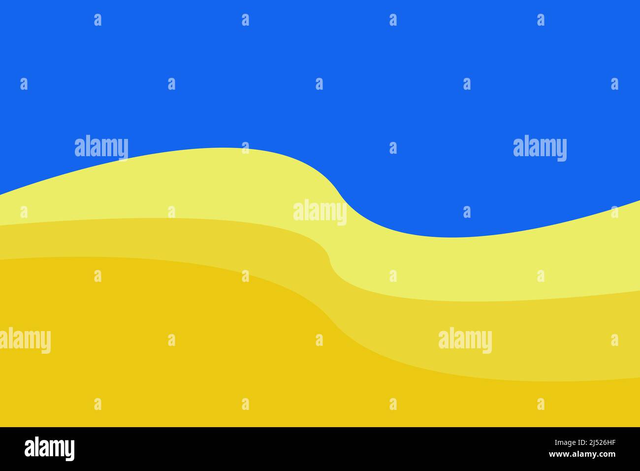 Wellen auf blau-gelbem Hintergrund, Farben der Ukraine Stockfoto
