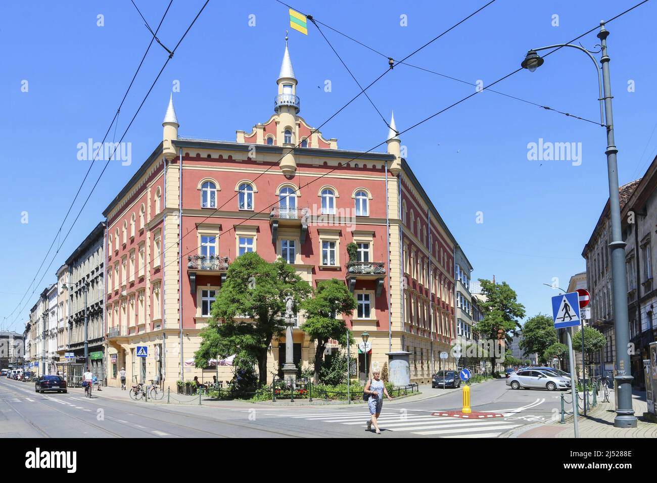 Mietshäuser in der Altstadt von Krakau, Polen. Stockfoto