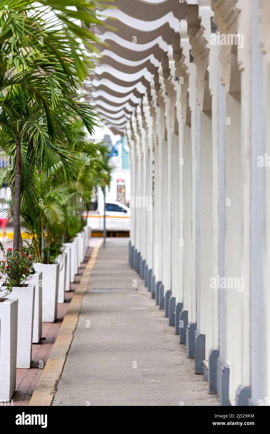 Die historischen Fassaden in der Altstadt bekannt als Casco Viejo in Panama City, Panama., Mittelamerika Stockfoto