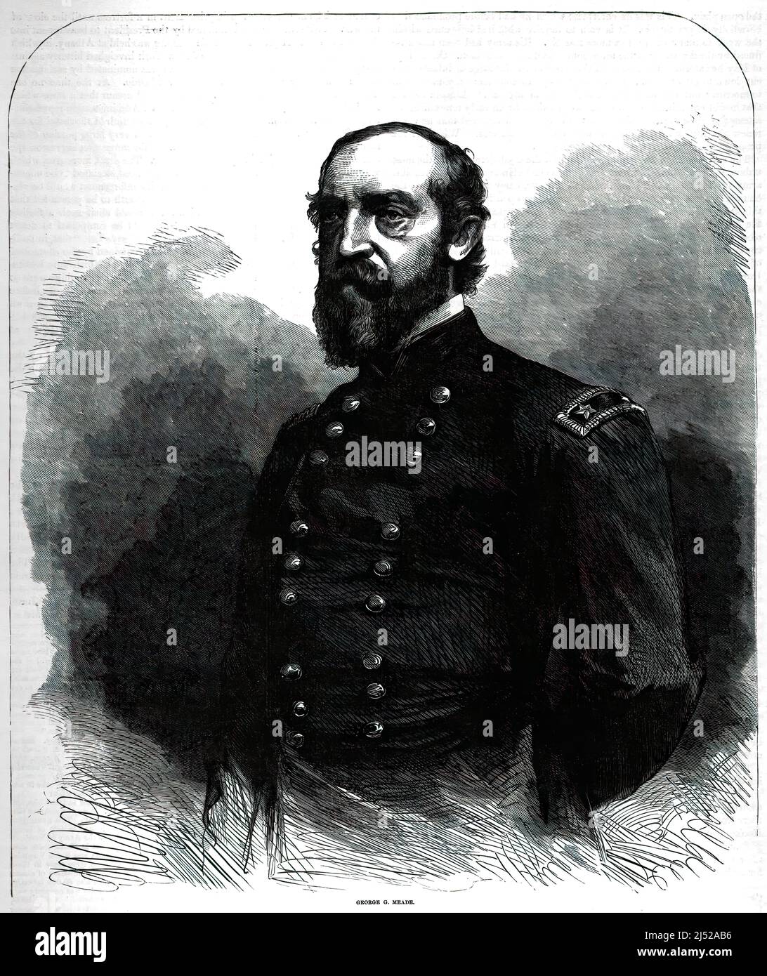 George Gordon Meade, Generalgewerkschaft im amerikanischen Bürgerkrieg und Bauingenieur. 19.-Jahrhundert-Illustration. Stockfoto