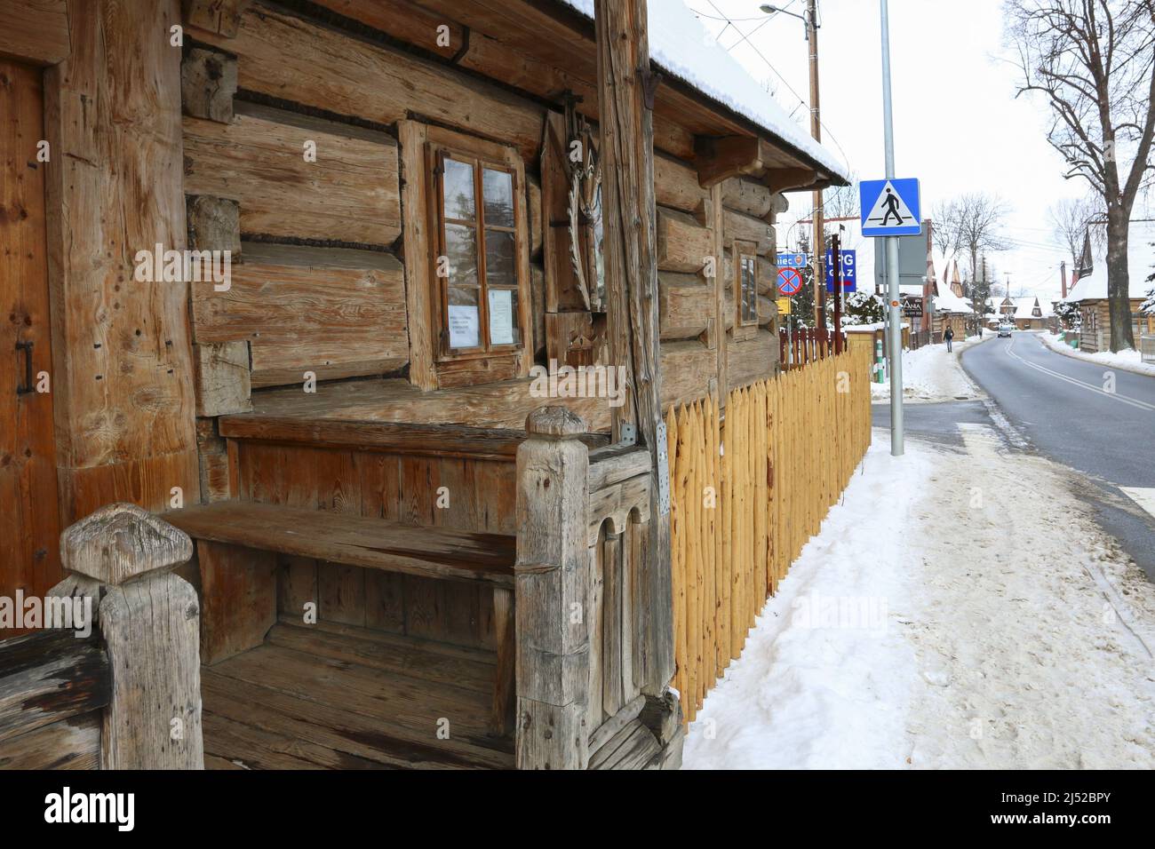 Holzarchitektur von Witow, Weide in der Nähe von Zakopane, Polen. Stockfoto