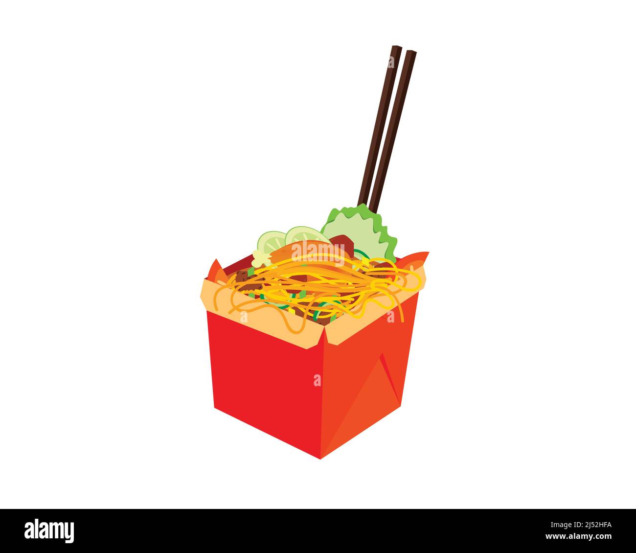 Detaillierte Noodle Chinese Food in Box Verpackung Illustration Vektor Stock Vektor