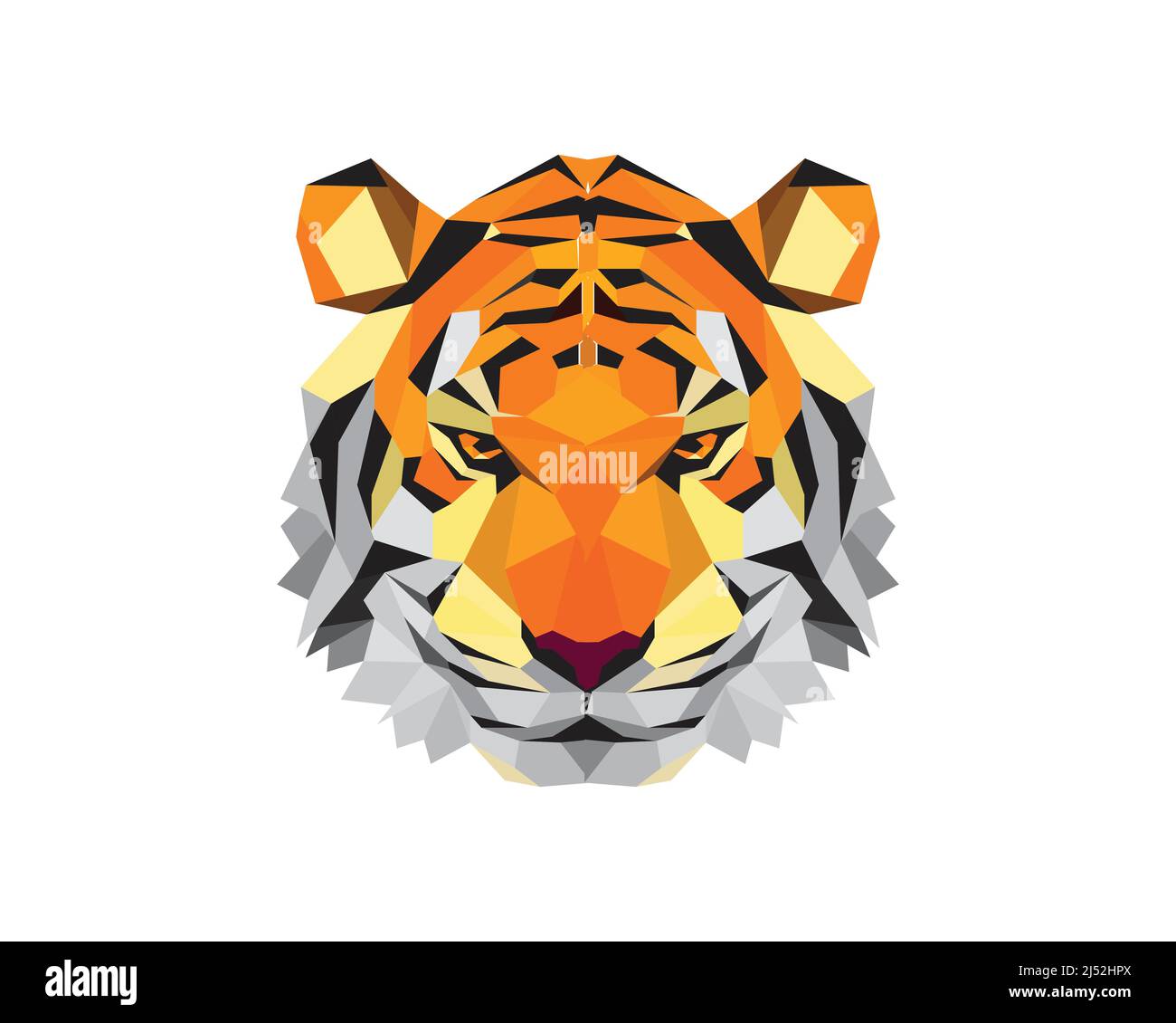 Einschüchternder Tiger Kopf Polygonal Illustration Vektor Stock Vektor