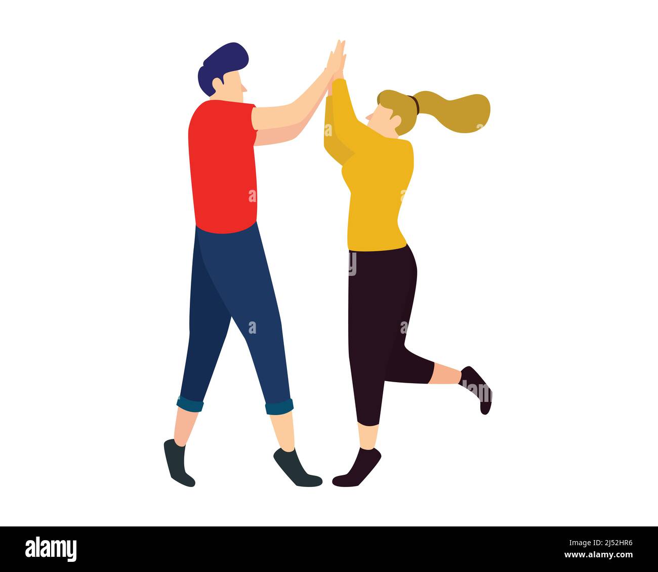 Mann und Frau geben High Five Illustration Vector Stock Vektor