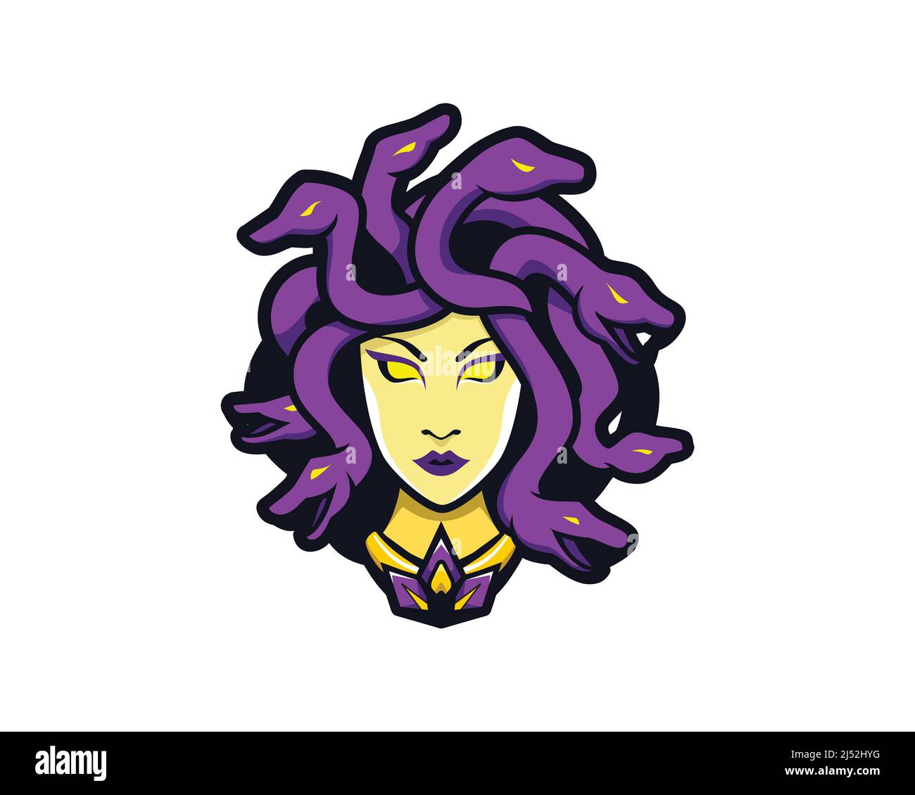 Medusa-Kopf mit wirbelnder Schlange Illustration Vektor Stock Vektor