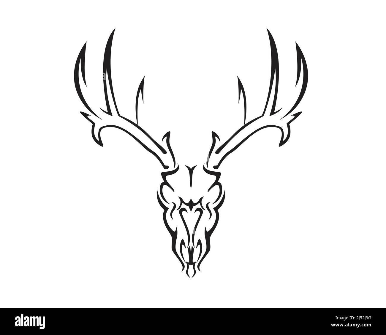 Hirsch Schädel Illustration mit Silhouette Stil Vektor Stock Vektor