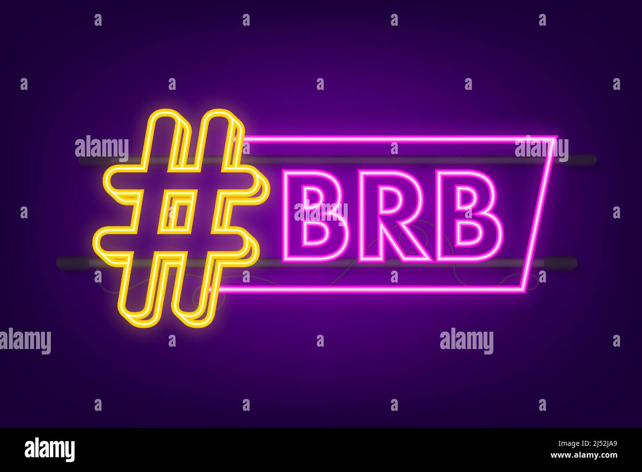Neon-Symbol, BRB-Nachricht. Designelement. Vektorgrafik. Stock Vektor