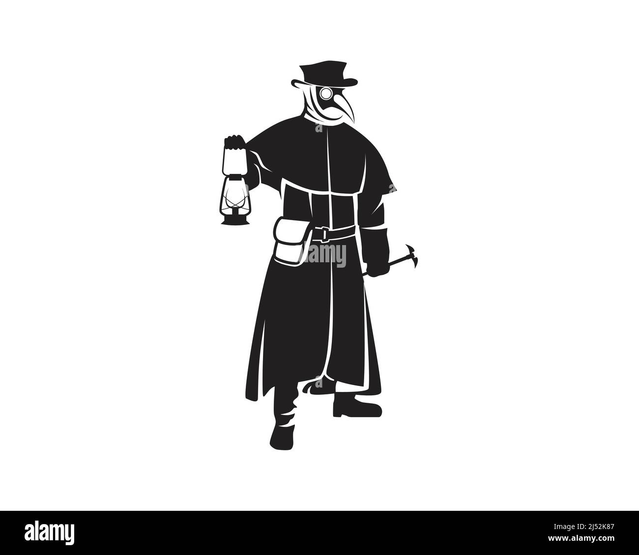 Plague Doctor Illustration mit Silhouette Style Vector Stock Vektor