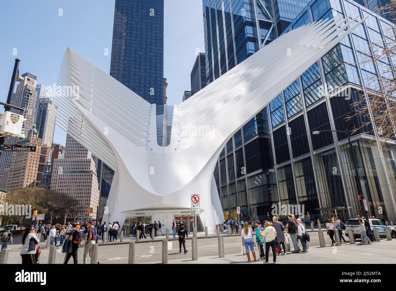 Santiago Calatrava entwarf den BAHNHOF PATH im World Trade Center, Financial Distrrict, New York, NY, USA. Stockfoto