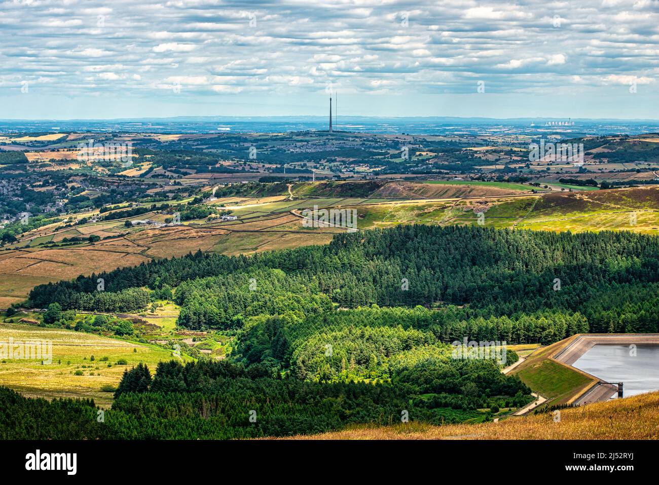 Luftaufnahme der ländlichen Landschaft, West Yorkshire, England, Großbritannien Stockfoto