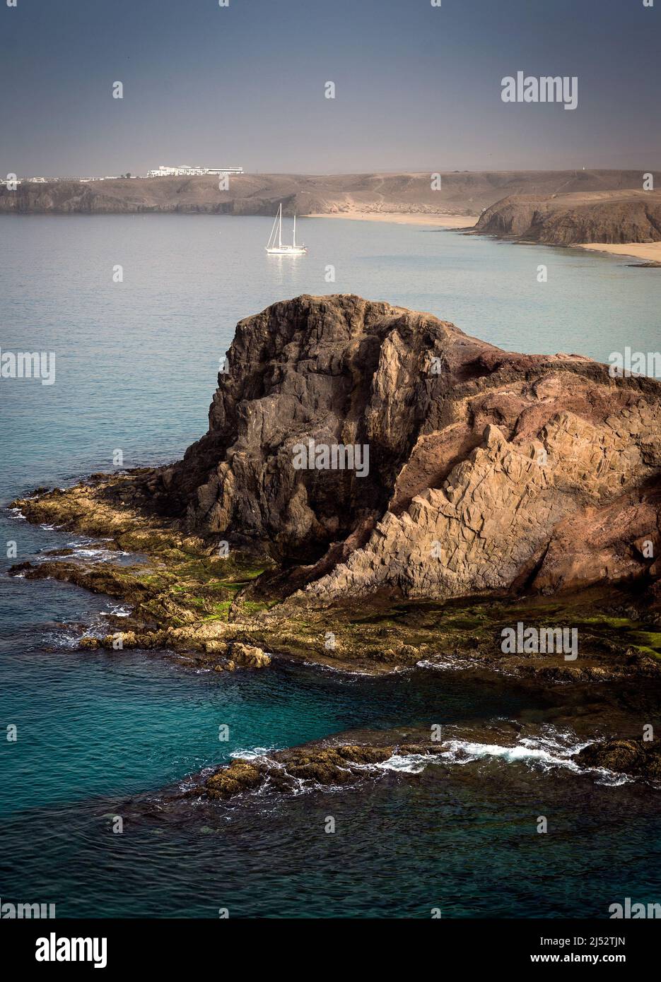 Luftaufnahme des Strandes von Papagayo, Lanzarote, Kanarische Inseln, Spanien Stockfoto
