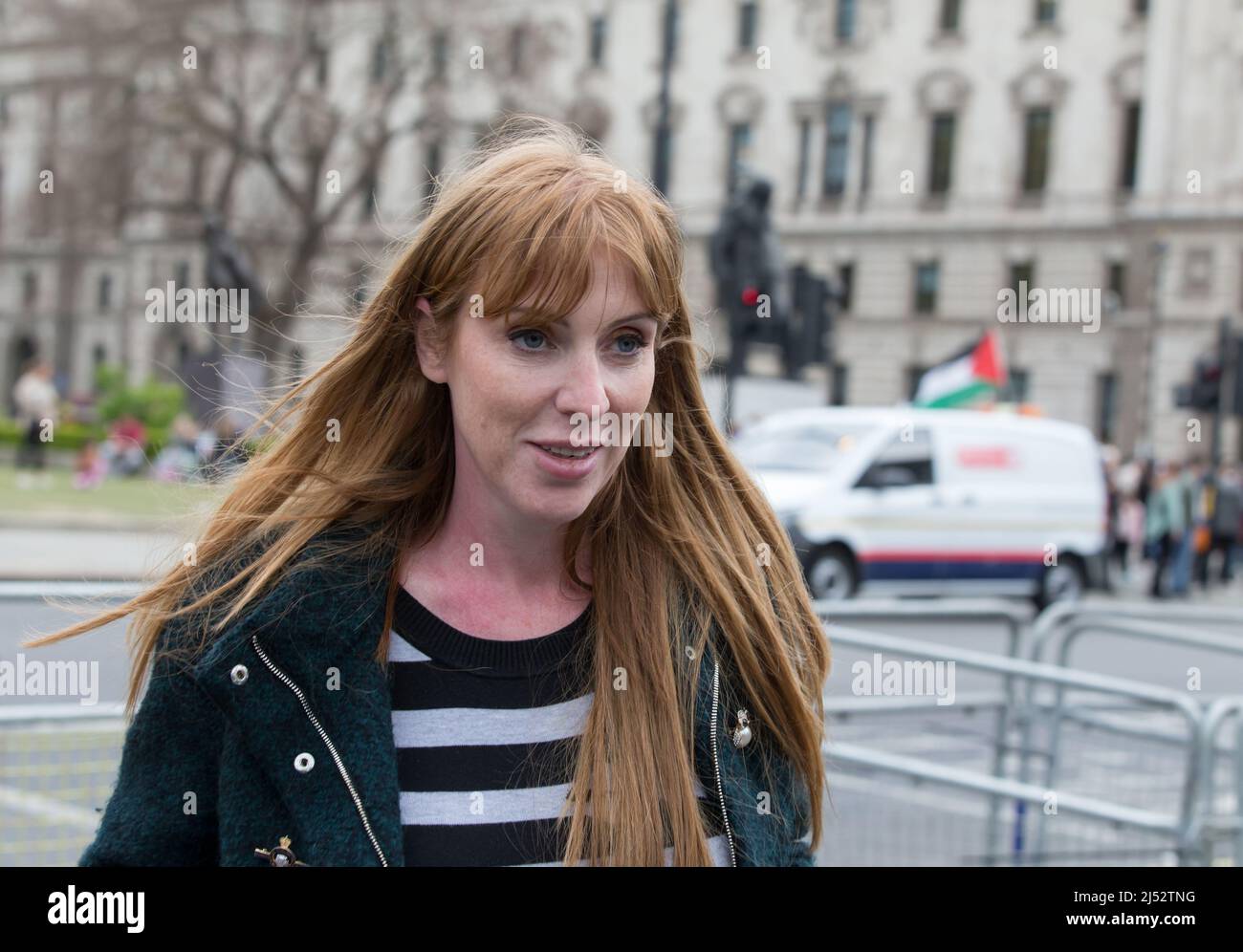 London, großbritannien, 19.. April Angela Rayner, stellvertretende Vorsitzende der Labour-Partei und Abgeordnete, trifft im House of Commons ein Stockfoto