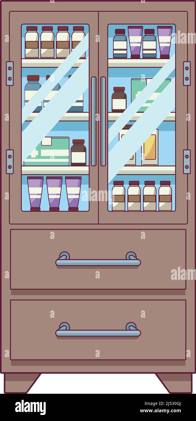 Regal mit Medikamenten Stock Vektor