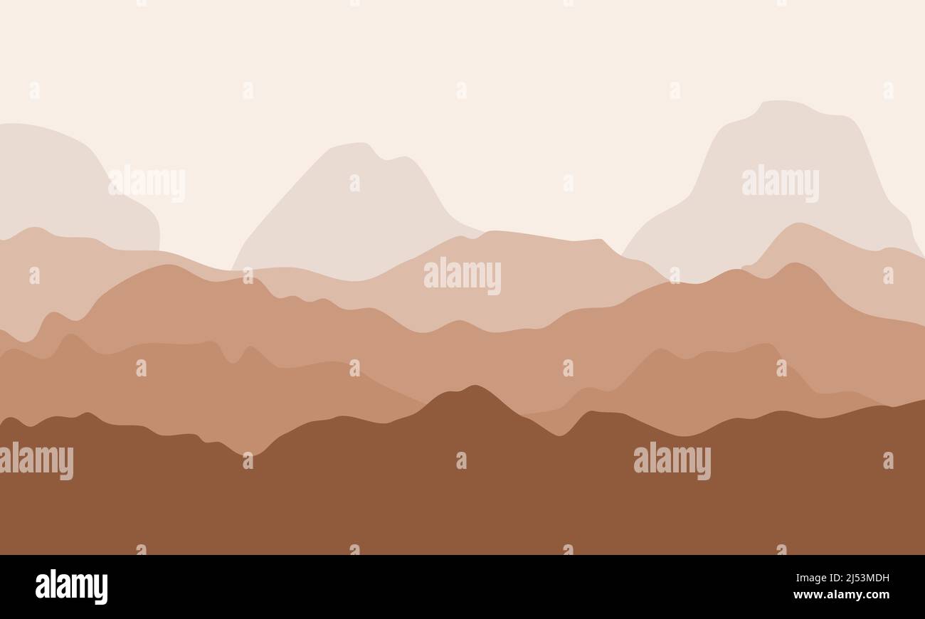 Abstrakt Wüste Berge Hintergrund. Vektorgrafik mit brauner Berglandschaft. Ruhige Gipfel Stock Vektor