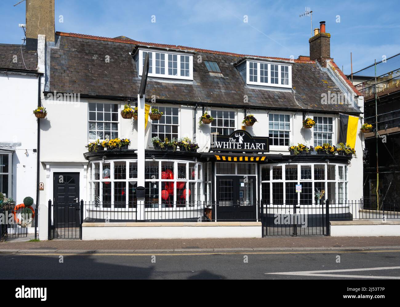 White Hart Pub und Restaurant, ein britisches öffentliches Haus in Littlehampton, West Sussex, England, Großbritannien. Stockfoto