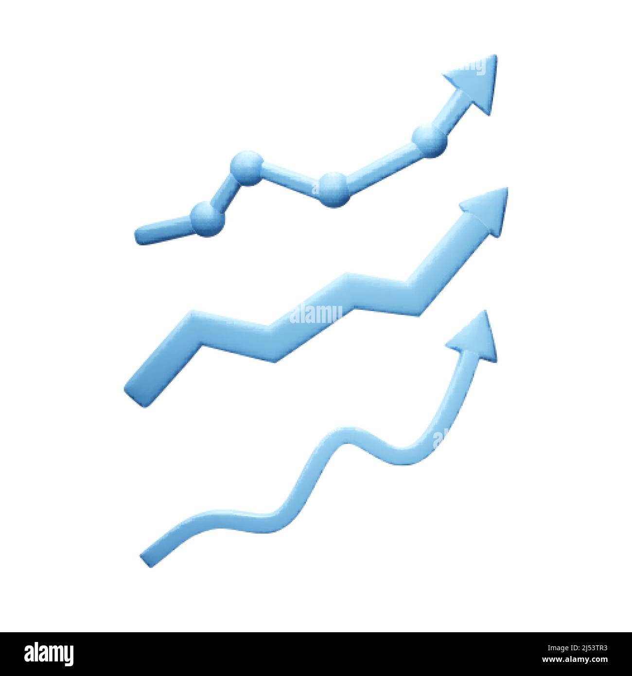 3D Pfeilset für Diagramme und Infografiken in blauer Farbe. Pfeil nach oben. Geschäftsdarstellung und Erfolg. Vektor Stock Vektor
