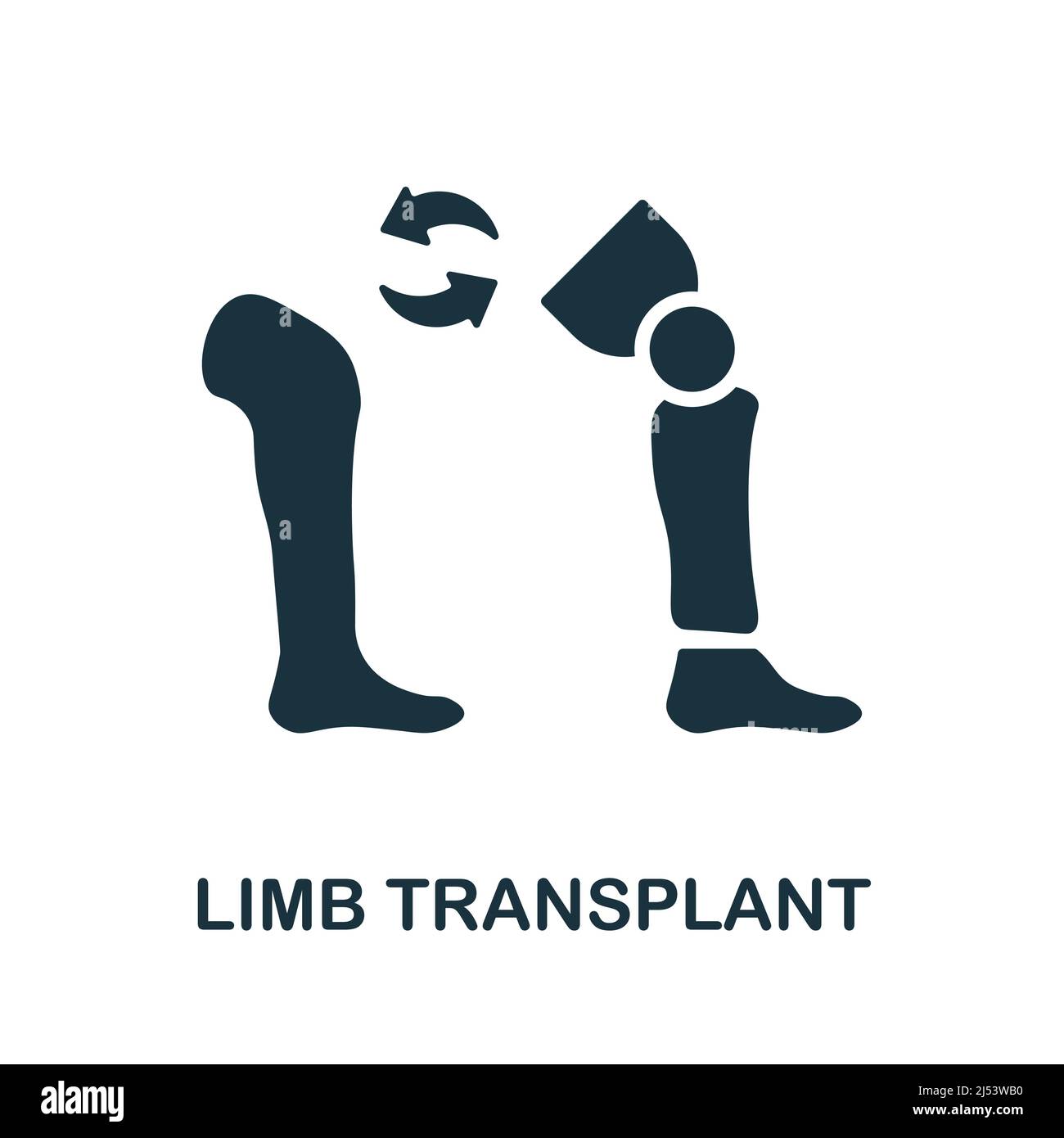 Symbol für flache Extremitätentransplantation. Farbliches Elementzeichen aus der Transplantationssammlung. Symbol für Flat Limb Transplant für Webdesign, Infografiken und mehr. Stock Vektor