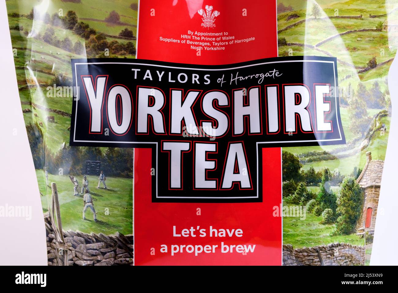 Yorkshire-Tee. Extra große 600 Teebeutel Packung isoliert auf weiß. Stafford, Großbritannien, 19. April 2022. Stockfoto