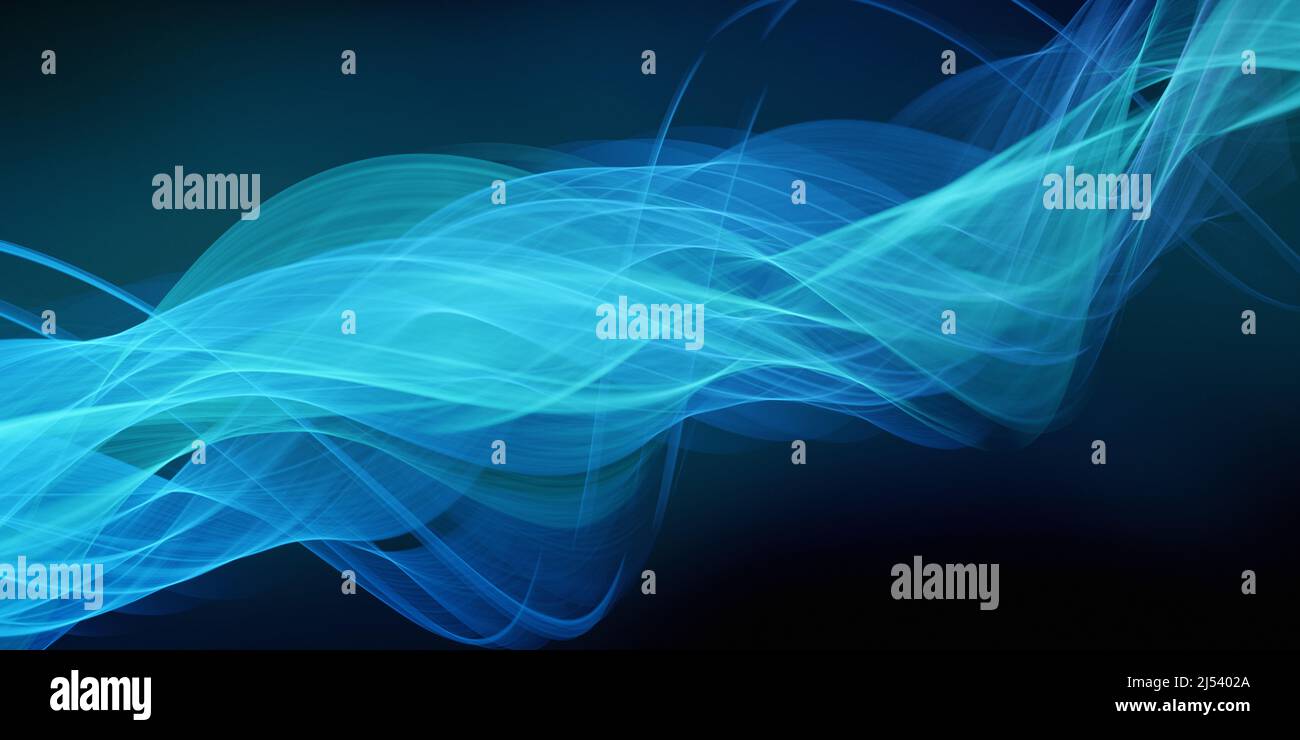 Effekt Lichtwellenlinien Cyber Deep Blue Farben Moderner Abstrakter Hintergrund Stockfoto
