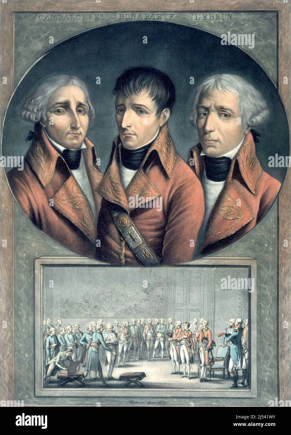 Cambaceres - Bonaparte-Lebrun. Von Alix Pierre Michel 1803 und Barthelemy Präsident des Senats derzeit beim ersten Konsul die konstitutive Akt, der das Konsulat für das Leben Stockfoto