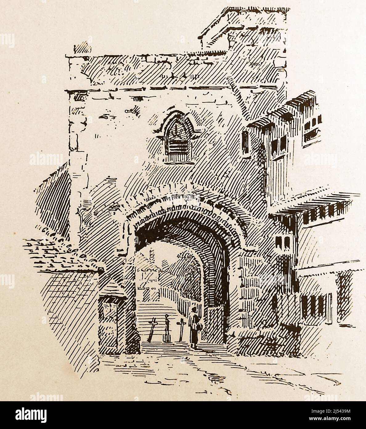 The Prior's Gate, Rochester Cathedral, Großbritannien im Jahr 1825 Stockfoto
