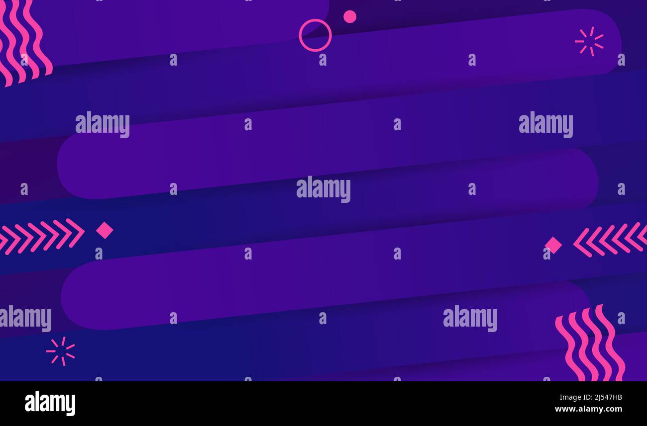 Rosa geometrische Formen und Streifen auf dunkelblauem Hintergrund. Stock Vektor