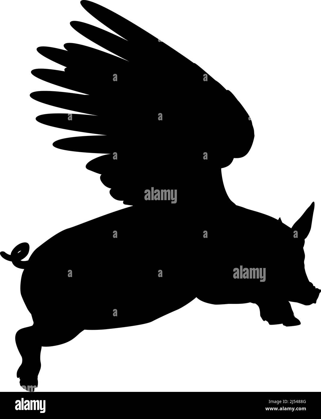 Flying Pig Wings Silhouette Saying Pigs Might Fly Stock Vektor