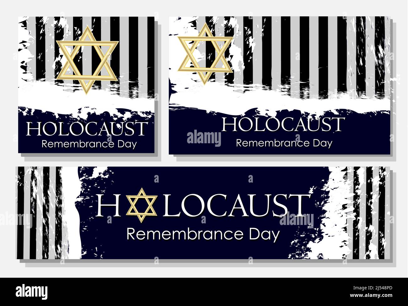 Holocaust. Plakat für den Tag der Erinnerung an die im Holocaust Getöteten. Faschistische Aggression gegen die Juden. Stock Vektor