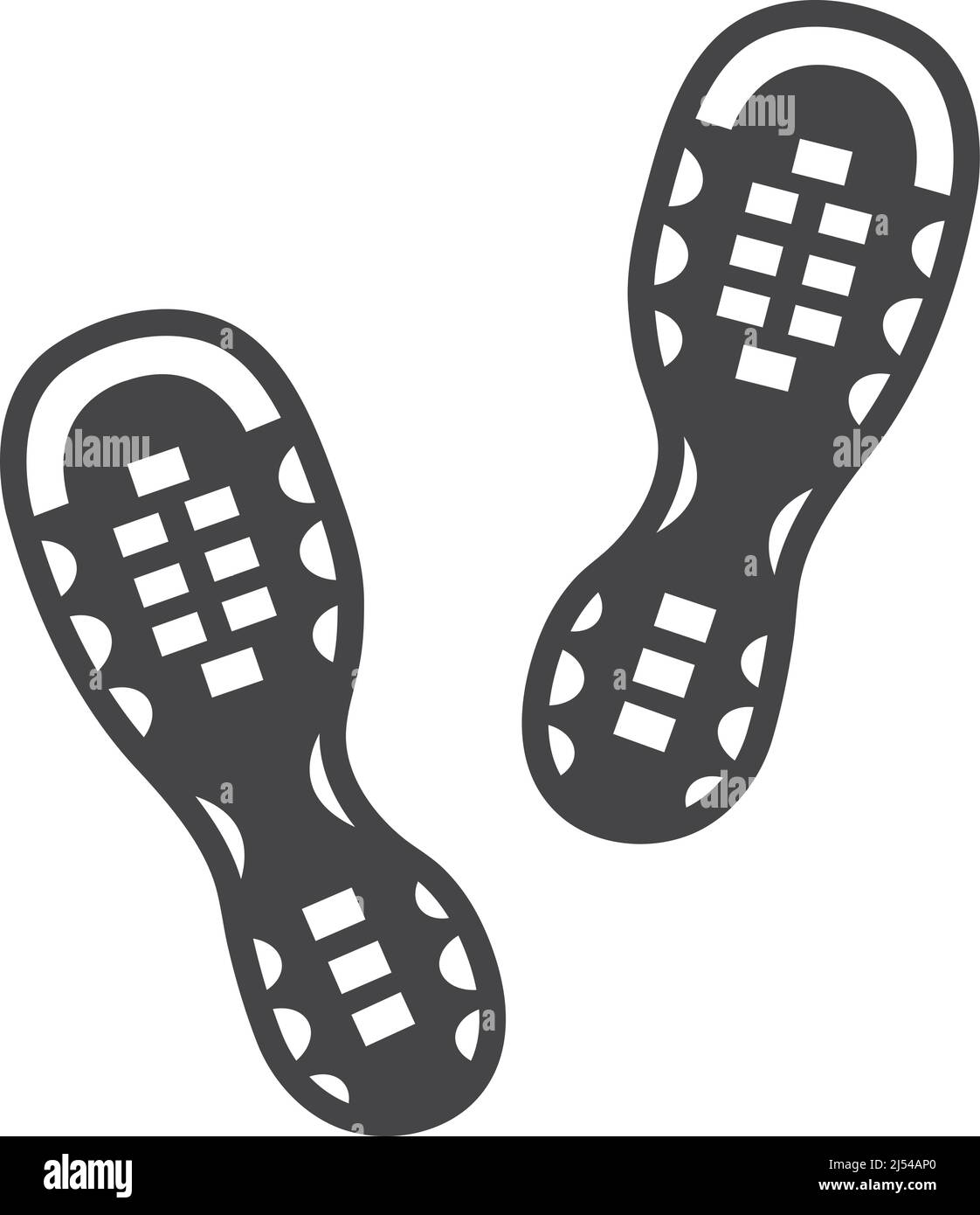 Schuhschrittmarkierung. Footprint-Paar. Sneakers in Form Stock Vektor