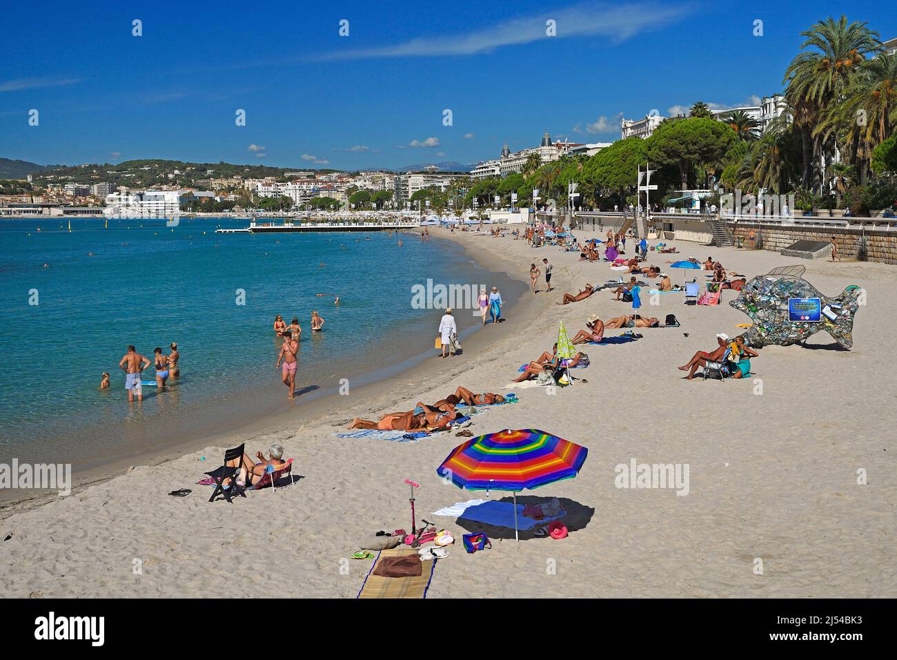 Bucht und Strand von Cannes, Frankreich Stockfoto