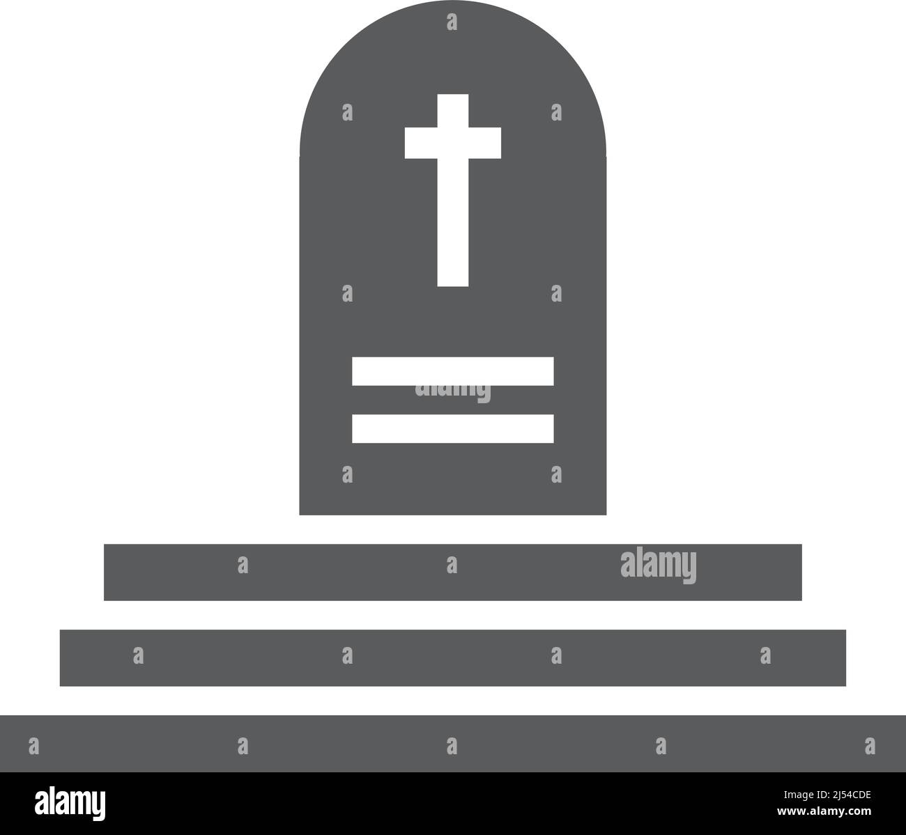 Grabdenkmal mit Kreuzsymbol. Schwarzes Friedhofssymbol Stock Vektor