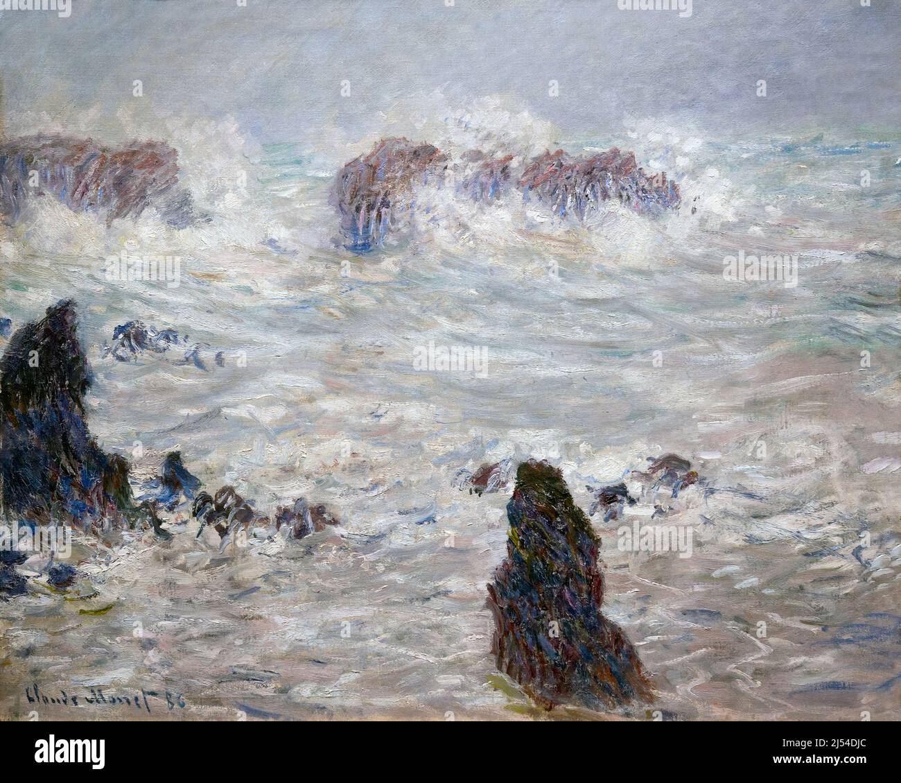 Sturm an der Küste von Belle-Ile, Sturm, vor der Küste von Belle-Ile, Tempete, Cotes de Belle-Ile, Claude Monet, 1886, Musée D'Orsay, Paris, Frankreich, EUR Stockfoto