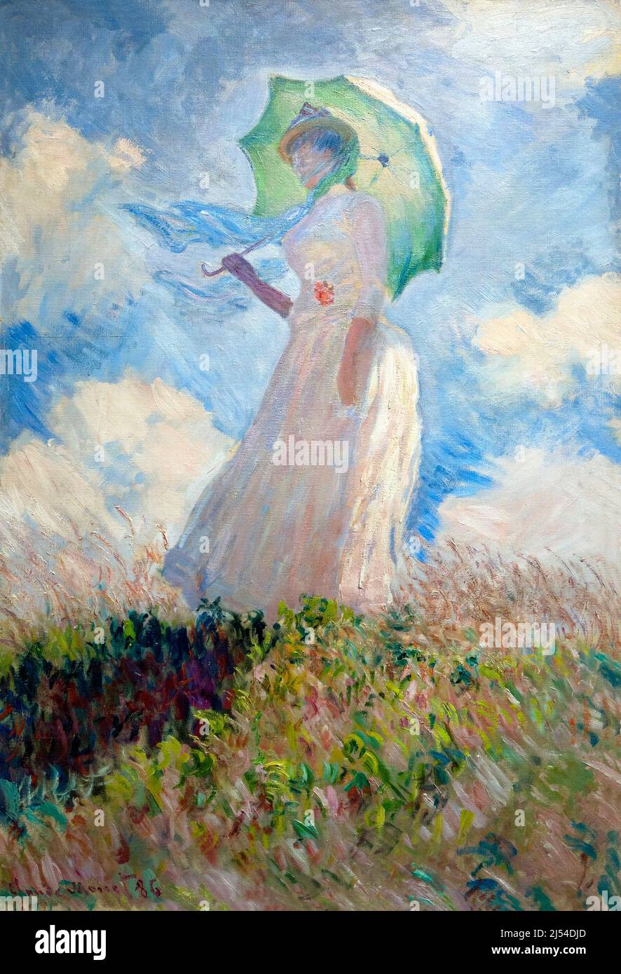 Studie einer Figur im Freien, nach links gerichtet, Frau mit Sonnenschirm, Essai de Figure en plein-air, Femme a l'ombrelle tournee vers la gauche, Claude Monet, Stockfoto
