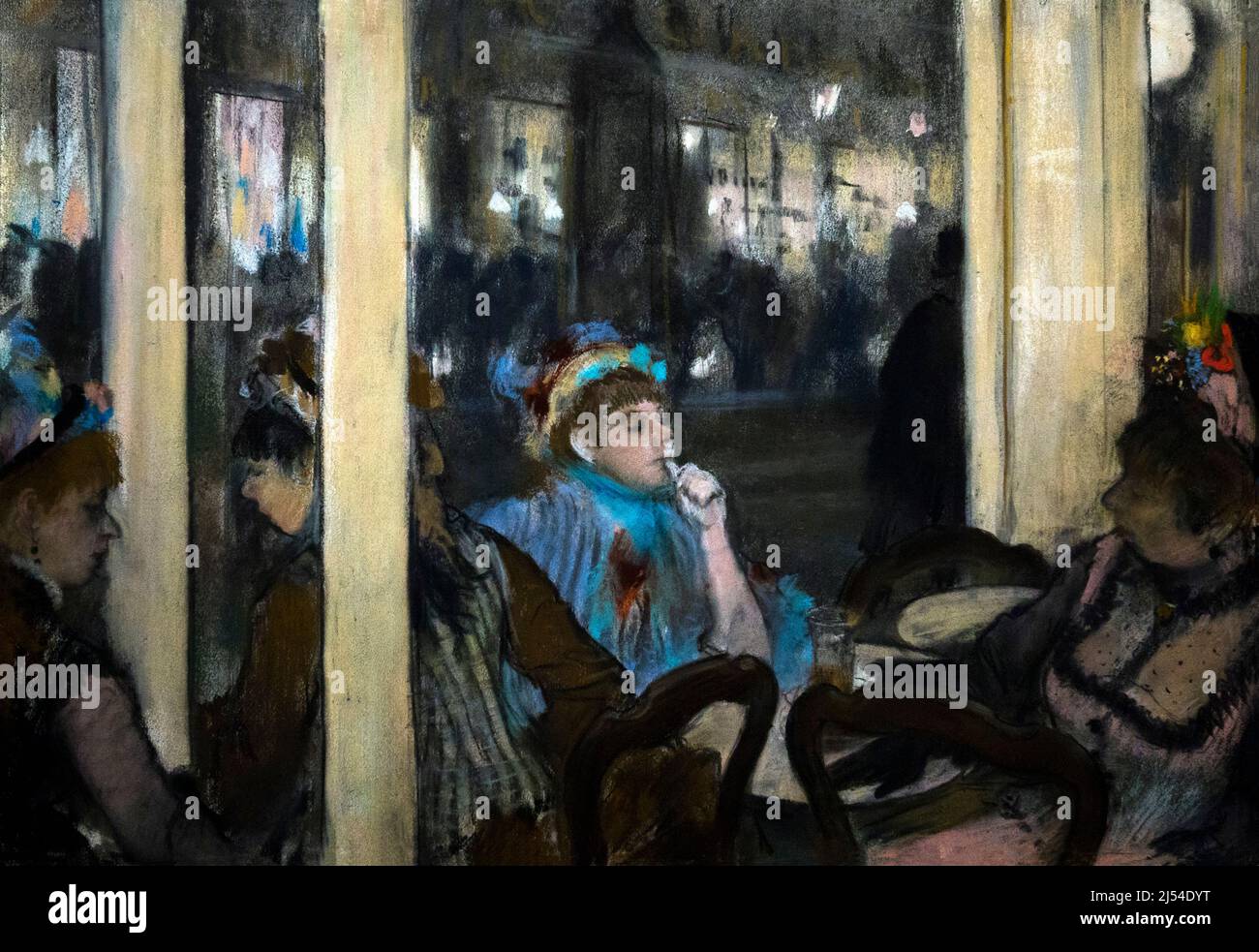 Frauen auf einer Café-Terrasse am Abend, Femmes a la Terrasse d'un Cafe le soir, Edgar Degas, 1877, Musee D'Orsay Art Gallery, Paris, Frankreich, Europa Stockfoto
