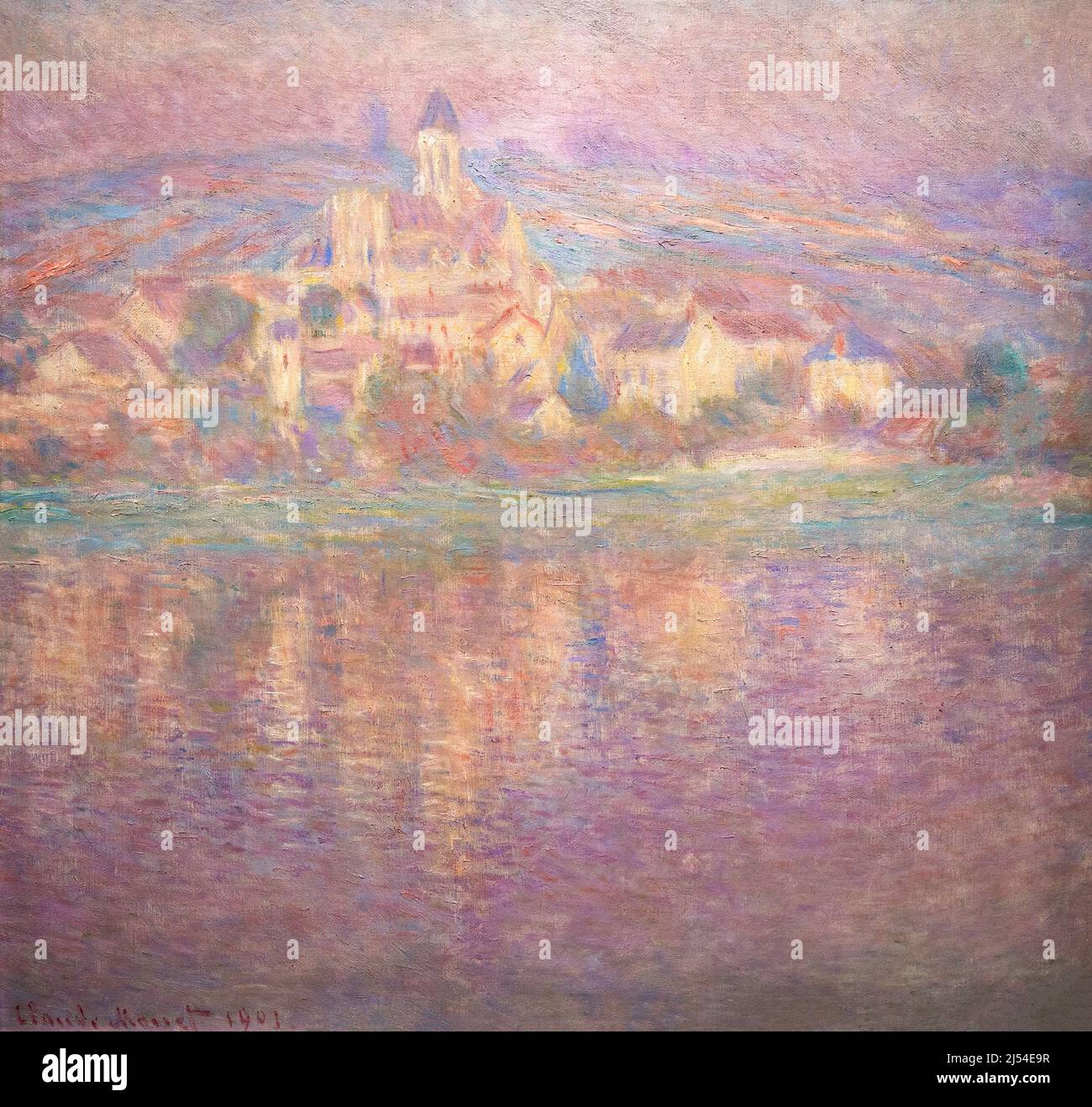 Vetheuil, Sonnenuntergang, Soleil couchant, Claude Monet, um 1900, Musee D'Orsay Art Gallery, Paris, Frankreich, Europa Stockfoto