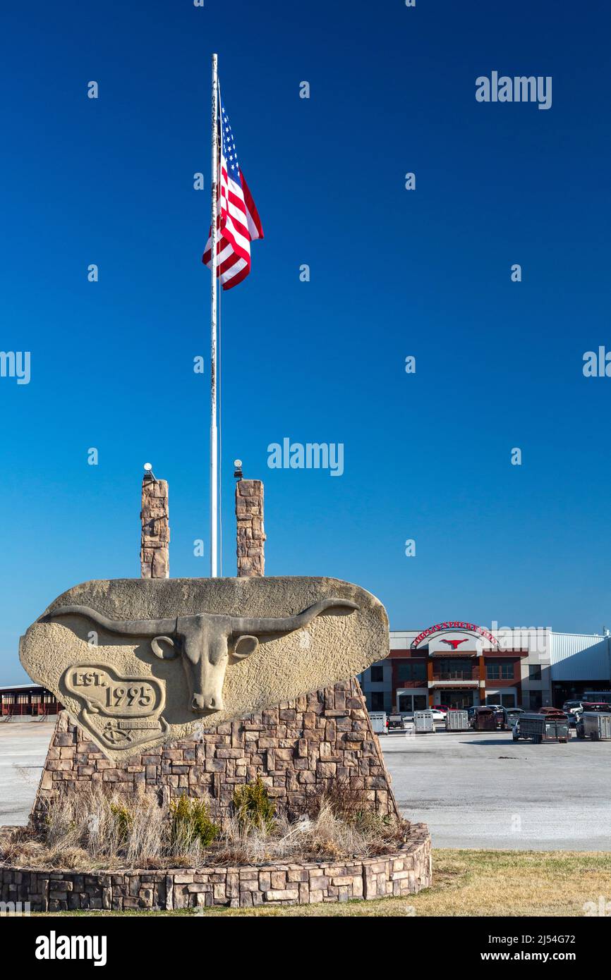 Carthage, Missouri - The Joplin Regional Stockyards. Der Lagerhof führt mehrmals pro Woche Live- und Video-Viehversteigerungen durch. Stockfoto