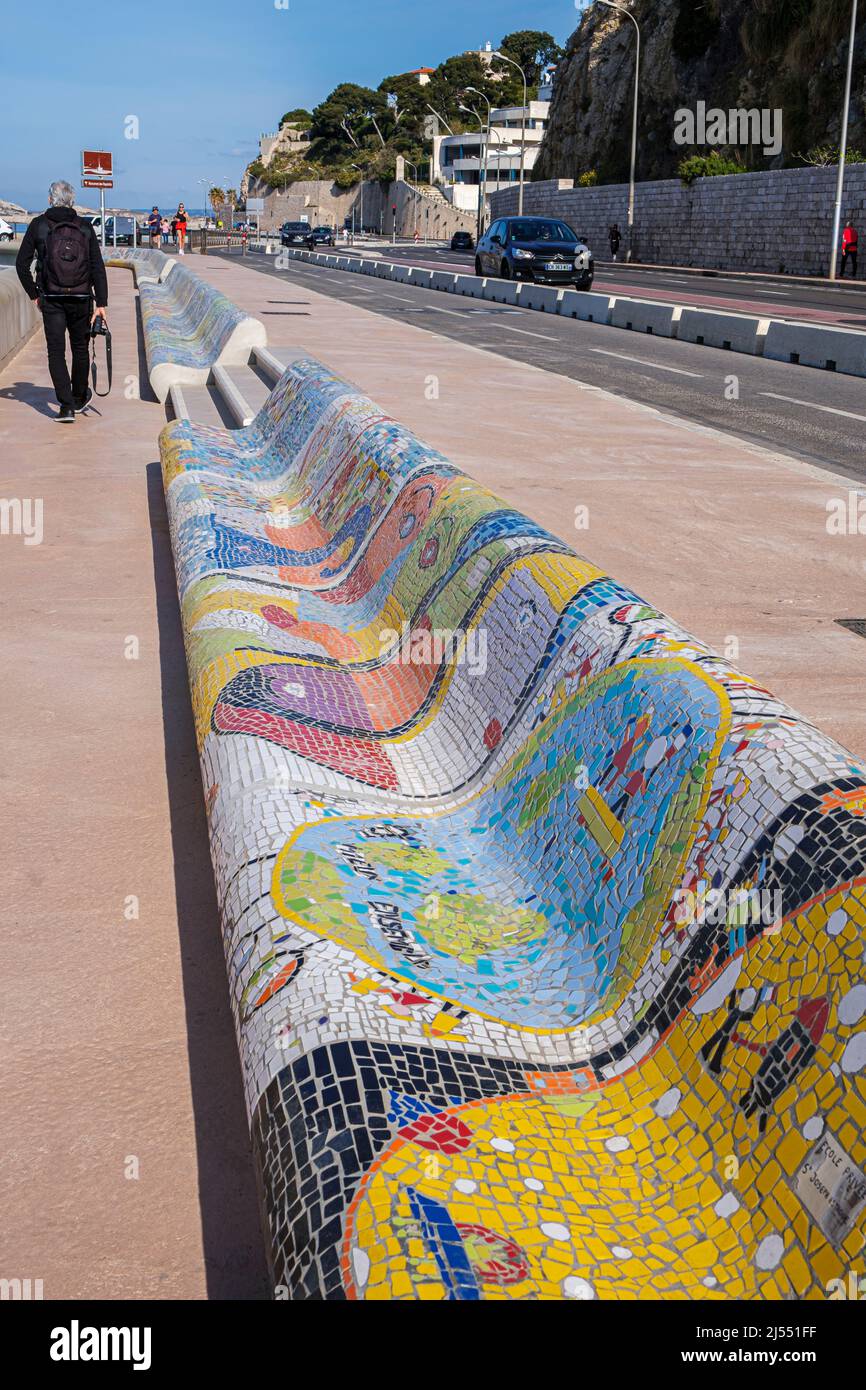 CORNICHE KENNEDY, CORNICHE JOHN FITZGERALD KENNEDY, MARSEILLE FRANKREICH PACA 13 Stockfoto