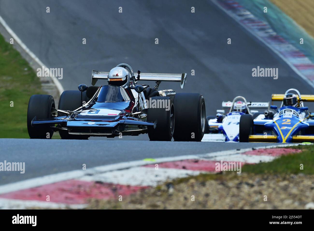 Samuel Harrison, Lola T240, HSCC Classic Formula 3 Championship mit Formula Atlantic. Für die Formel-3-Fahrzeuge kommen Fahrzeuge in Frage, die zwischen 1 Jahren gefahren sind Stockfoto