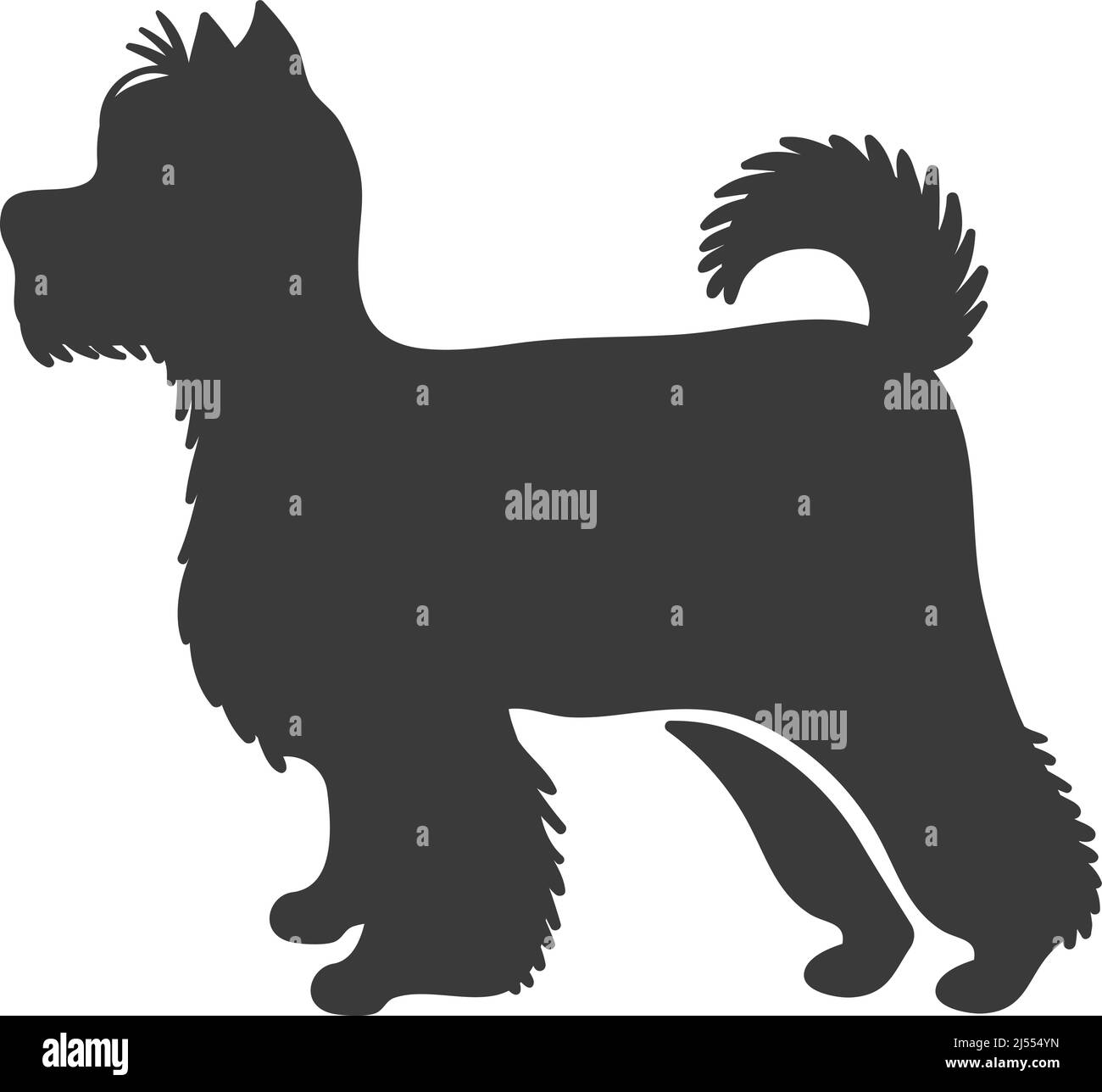 Yorkshire Terrier Silhouette. Persönlichkeit Training Spezies Hund Silhouett, Vektor-Symbol isoliert auf weißem Hintergrund Stock Vektor